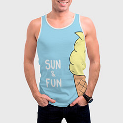 Майка-безрукавка мужская Sun & Fun, цвет: 3D-белый — фото 2