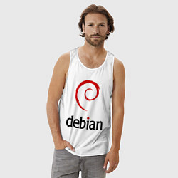 Майка мужская хлопок Debian, цвет: белый — фото 2