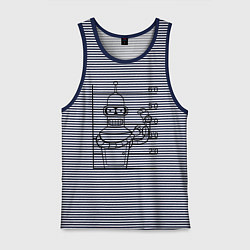 Майка мужская хлопок Bender Wanted, цвет: синяя тельняшка