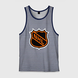 Майка мужская хлопок NHL, цвет: синяя тельняшка