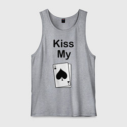 Майка мужская хлопок Kiss my card, цвет: меланж