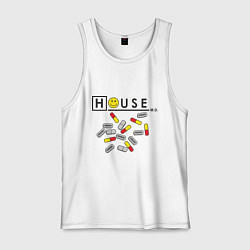 Майка мужская хлопок House M.D. Pills, цвет: белый
