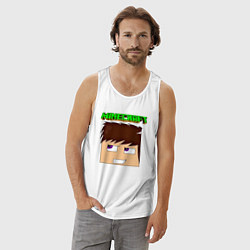 Майка мужская хлопок Огромная голова Стива - Minecraft, цвет: белый — фото 2