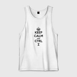 Майка мужская хлопок Keep Calm & Ctrl + Z, цвет: белый