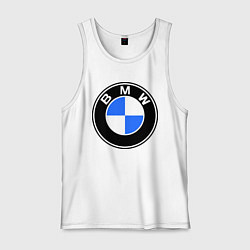 Майка мужская хлопок Logo BMW, цвет: белый