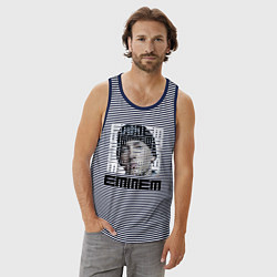 Майка мужская хлопок Eminem labyrinth, цвет: синяя тельняшка — фото 2