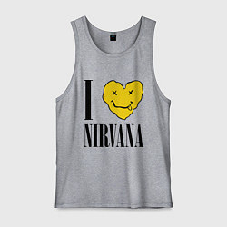 Майка мужская хлопок I love Nirvana, цвет: меланж
