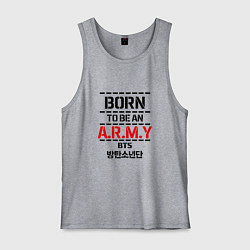 Майка мужская хлопок Born to be an ARMY BTS, цвет: меланж