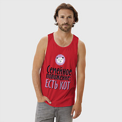 Майка мужская хлопок Семейное положение: есть кот, цвет: красный — фото 2