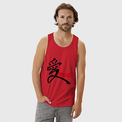 Майка мужская хлопок Китайский символ любви (love), цвет: красный — фото 2