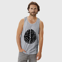 Майка мужская хлопок Он: мозг, цвет: меланж — фото 2