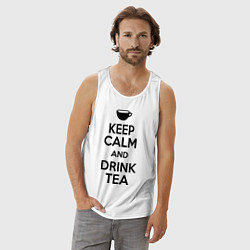 Майка мужская хлопок Keep Calm & Drink Tea, цвет: белый — фото 2