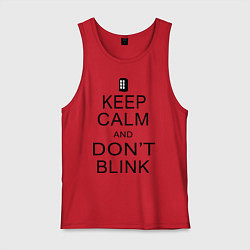 Майка мужская хлопок Keep Calm & Don't Blink, цвет: красный