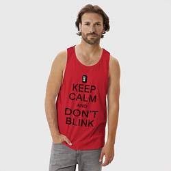 Майка мужская хлопок Keep Calm & Don't Blink, цвет: красный — фото 2