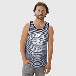 Майка мужская хлопок Liverpool: Est 1892, цвет: синяя тельняшка — фото 2