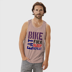 Майка мужская хлопок Bike eat sleep repeat, цвет: пыльно-розовый — фото 2