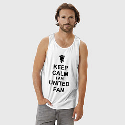 Майка мужская хлопок Keep Calm & United fan, цвет: белый — фото 2