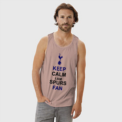 Майка мужская хлопок Keep Calm & Spurs fan, цвет: пыльно-розовый — фото 2