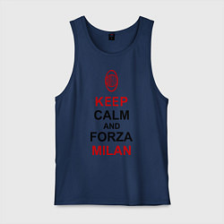 Майка мужская хлопок Keep Calm & Forza Milan, цвет: тёмно-синий