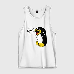 Майка мужская хлопок Пингвин: Linux, цвет: белый