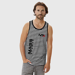 Майка мужская хлопок MASS EFFECT N7, цвет: черная тельняшка — фото 2