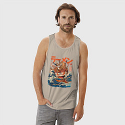 Майка мужская хлопок Great Ramen: Kanagawa, цвет: миндальный — фото 2