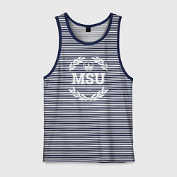 Майка мужская хлопок MSU, цвет: синяя тельняшка