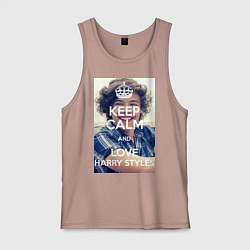 Майка мужская хлопок Keep Calm & Love Harry Styles, цвет: пыльно-розовый