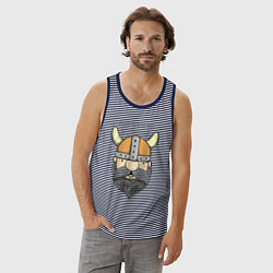 Майка мужская хлопок Born to be a Viking, цвет: синяя тельняшка — фото 2