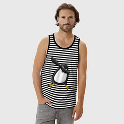 Майка мужская хлопок DAB Pinguin, цвет: черная тельняшка — фото 2