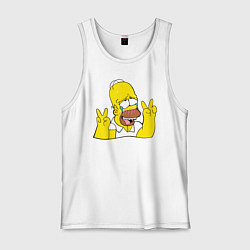 Майка мужская хлопок Homer Ahegao, цвет: белый