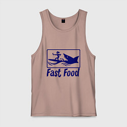 Майка мужская хлопок Shark fast food, цвет: пыльно-розовый