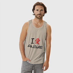 Майка мужская хлопок I love anime, цвет: миндальный — фото 2