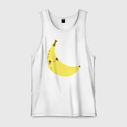 Майка мужская хлопок Веселенький бананчик крупный эмодзи, цвет: белый