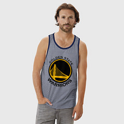 Майка мужская хлопок GOLDEN STATE WARRIORS, цвет: синяя тельняшка — фото 2