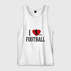 Майка мужская хлопок I love football, цвет: белый