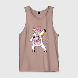 Майка мужская хлопок Dabbing Unicorn, цвет: пыльно-розовый