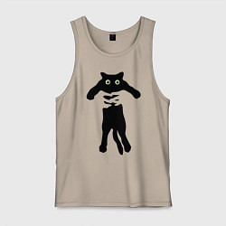 Мужская майка Черный кот в руках