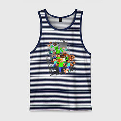 Майка мужская хлопок Minecraft, цвет: синяя тельняшка