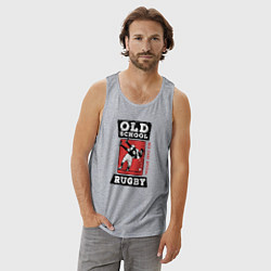 Майка мужская хлопок Old School Rugby, цвет: меланж — фото 2