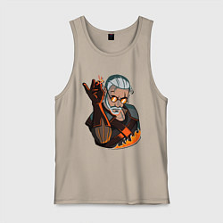 Майка мужская хлопок Ведьмак, цвет: миндальный