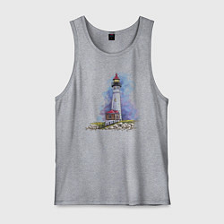 Майка мужская хлопок Crisp Point Lighthouse, цвет: меланж