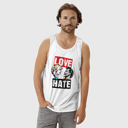 Майка мужская хлопок Love Hate, цвет: белый — фото 2