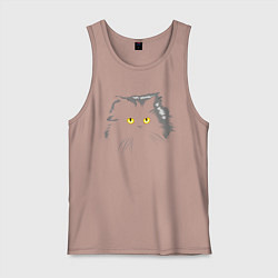 Майка мужская хлопок Грозовой, кошак пушистый, цвет: пыльно-розовый