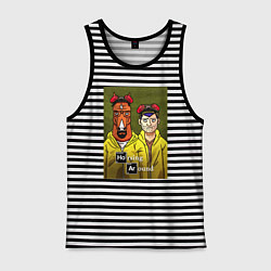 Майка мужская хлопок BoJack Horseman, цвет: черная тельняшка