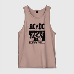 Майка мужская хлопок ACDC highway to hell, цвет: пыльно-розовый
