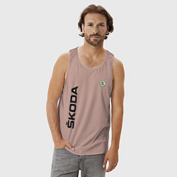 Майка мужская хлопок Skoda, цвет: пыльно-розовый — фото 2