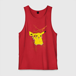Майка мужская хлопок Pikachu, цвет: красный