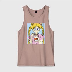 Майка мужская хлопок Sailor Moon Usagi Tsukino, цвет: пыльно-розовый