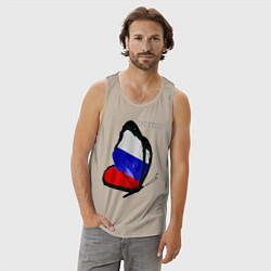 Майка мужская хлопок Россия, цвет: миндальный — фото 2